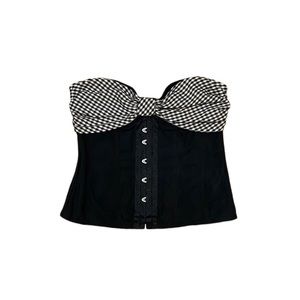vintage dolce & gabbana gingham bow black corset ♡